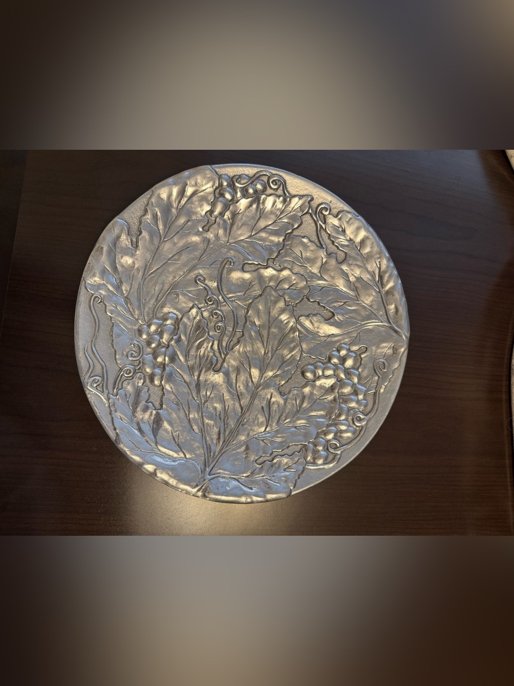1970 Vintage Wilton Armetale Majolica Decorative Charger - Metallic Silver